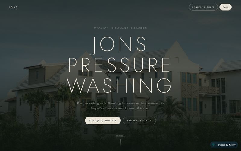 Jons Pressure Washing sample website
